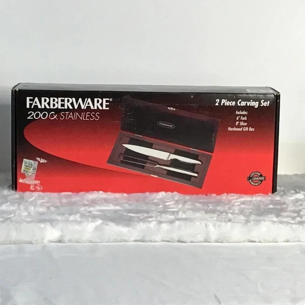 Farberware 200 Series 2 Piece Carving Set Stainless Steel‎ 8in Slicer 6in Fork